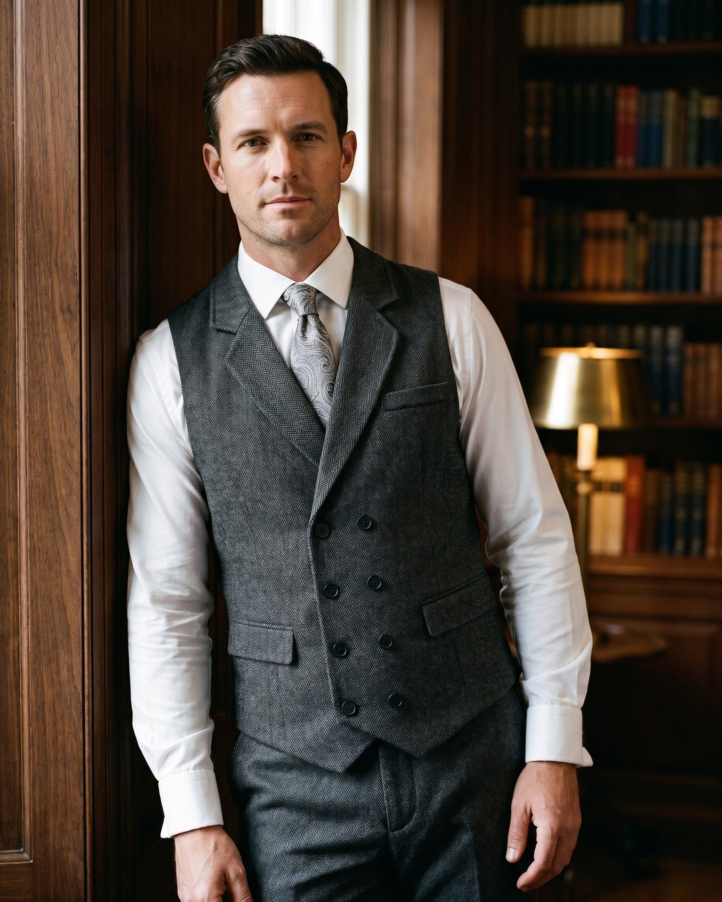 Guido Herringbone Tweed Vest